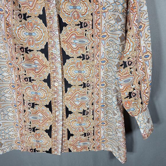 VTG Carole Sue Paisley Tunic Blouse L Multicolor Boho Festival Long Shirt Top - Picture 5 of 10